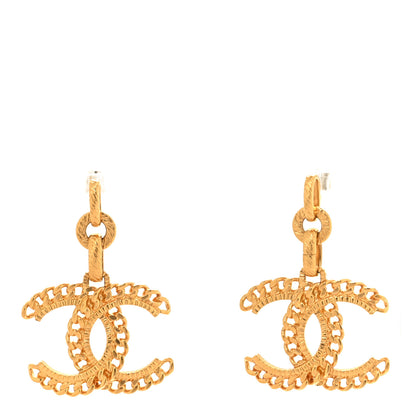 Chanel Metal CC Chain Drop Earrings Gold 1 of 5
