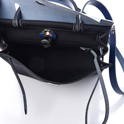Hermes Vache Hunter Toile Herbag Zip 31 PM Bleu Saphir Black 6 of 10