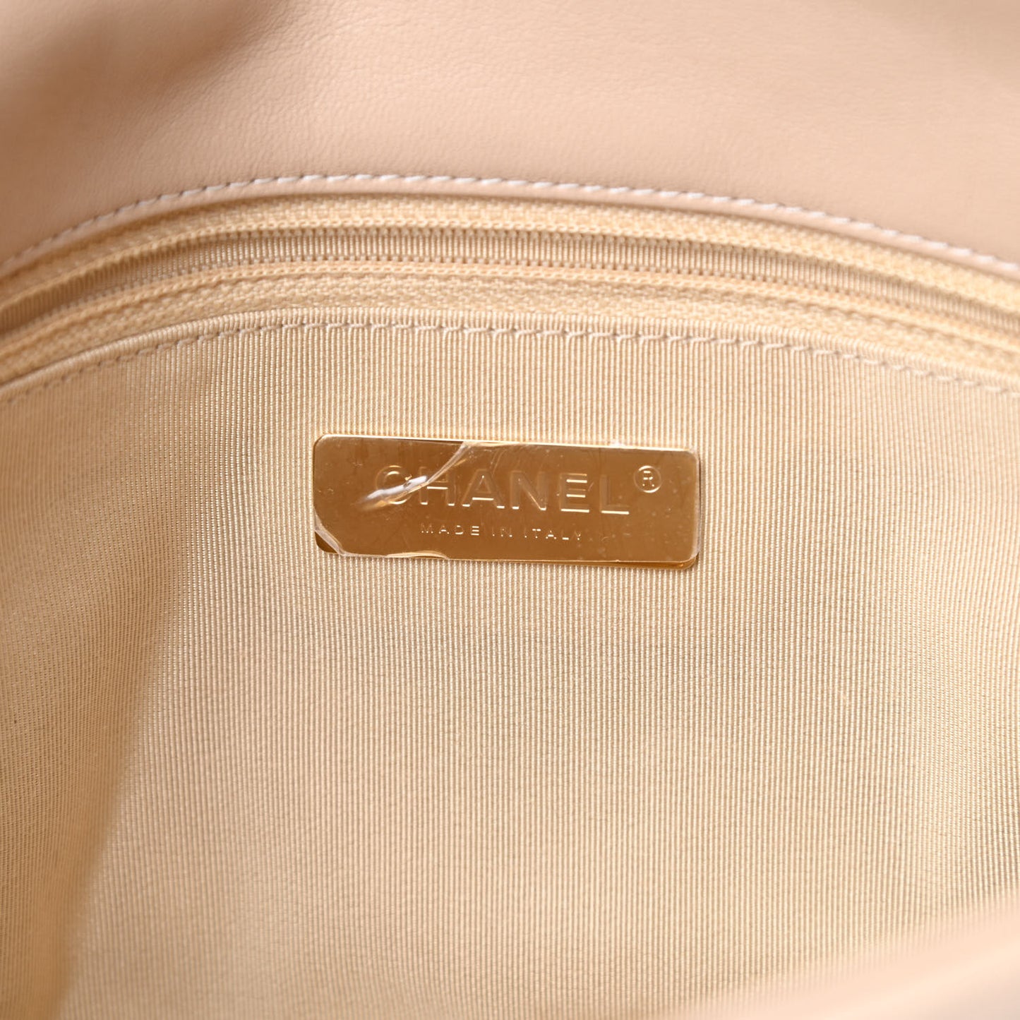 Lambskin Quilted Medium Chanel 19 Flap Beige