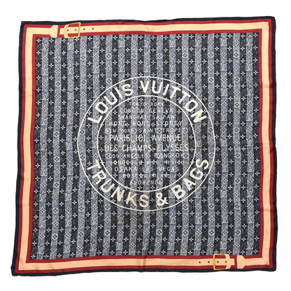 Louis Vuitton Silk Monogram Trunks and Bags Scarf Blue 1 of 6