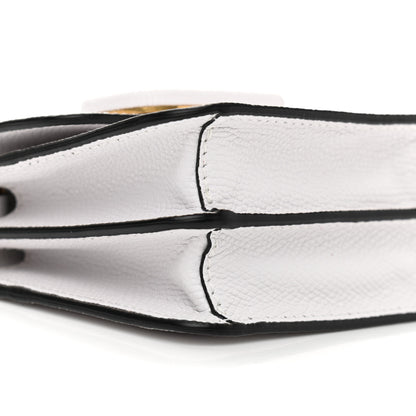 Valentino Garavani Grainy Calfskin Vlogo Compact Wallet with Chain Optic White 7 of 9