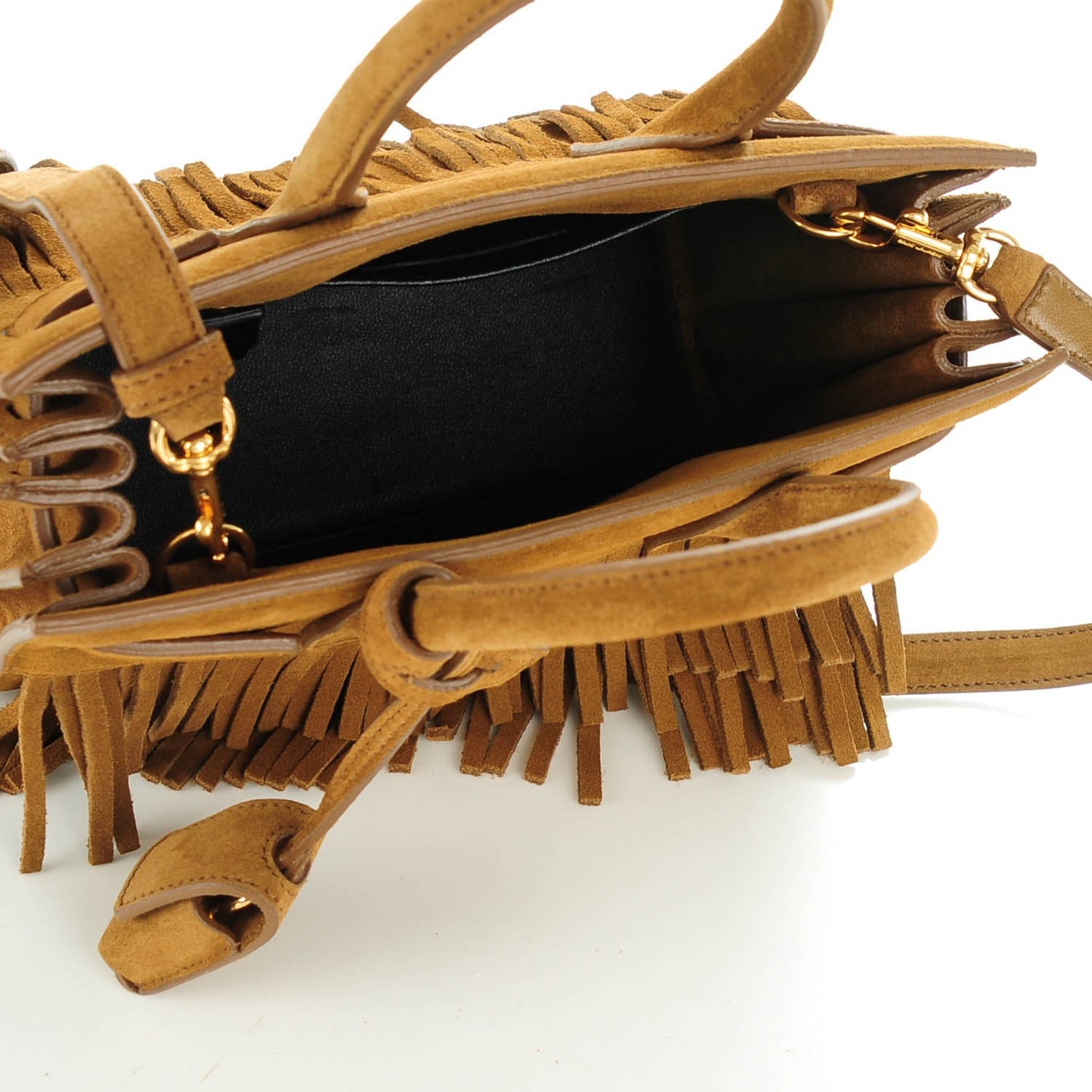 Suede Fringe Nano Sac De Jour Light Ocre