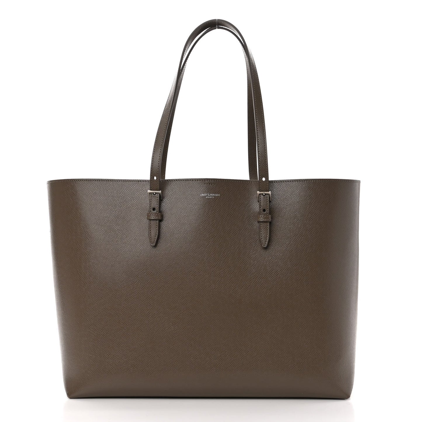Grained Calfskin Large Shopping Tote Warm Taupe Black