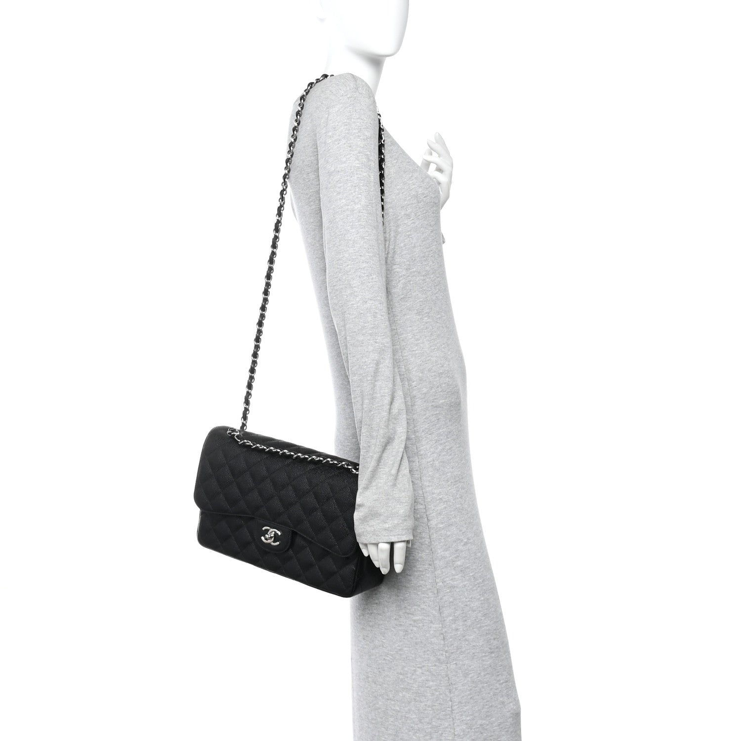 Chanel Caviar Quilted Jumbo Double Flap Black 2 of 10