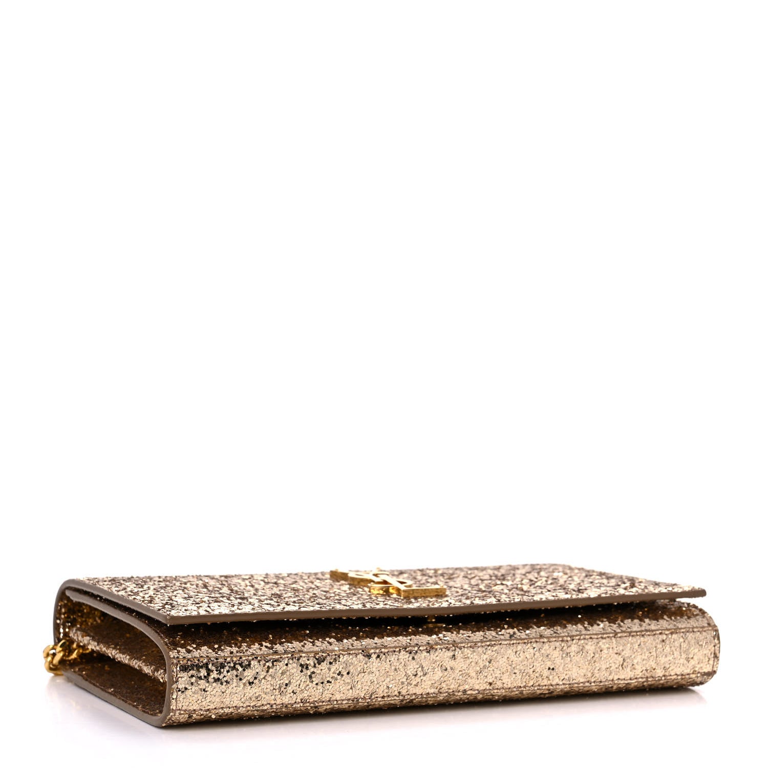 Saint Laurent Glitter Galactica Monogram Chain Wallet Platino 3 of 8