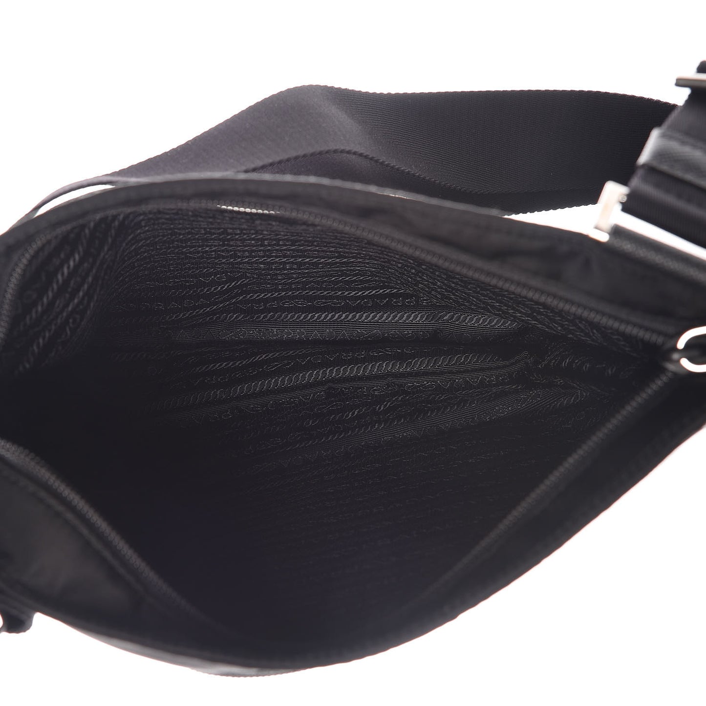 Nylon Saffiano Flat Messenger Bag Black