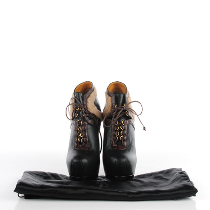 Saint Laurent Leather Shearling Tribtoo 140 Platform Boots 36.5 Black Chocolate 8 of 8