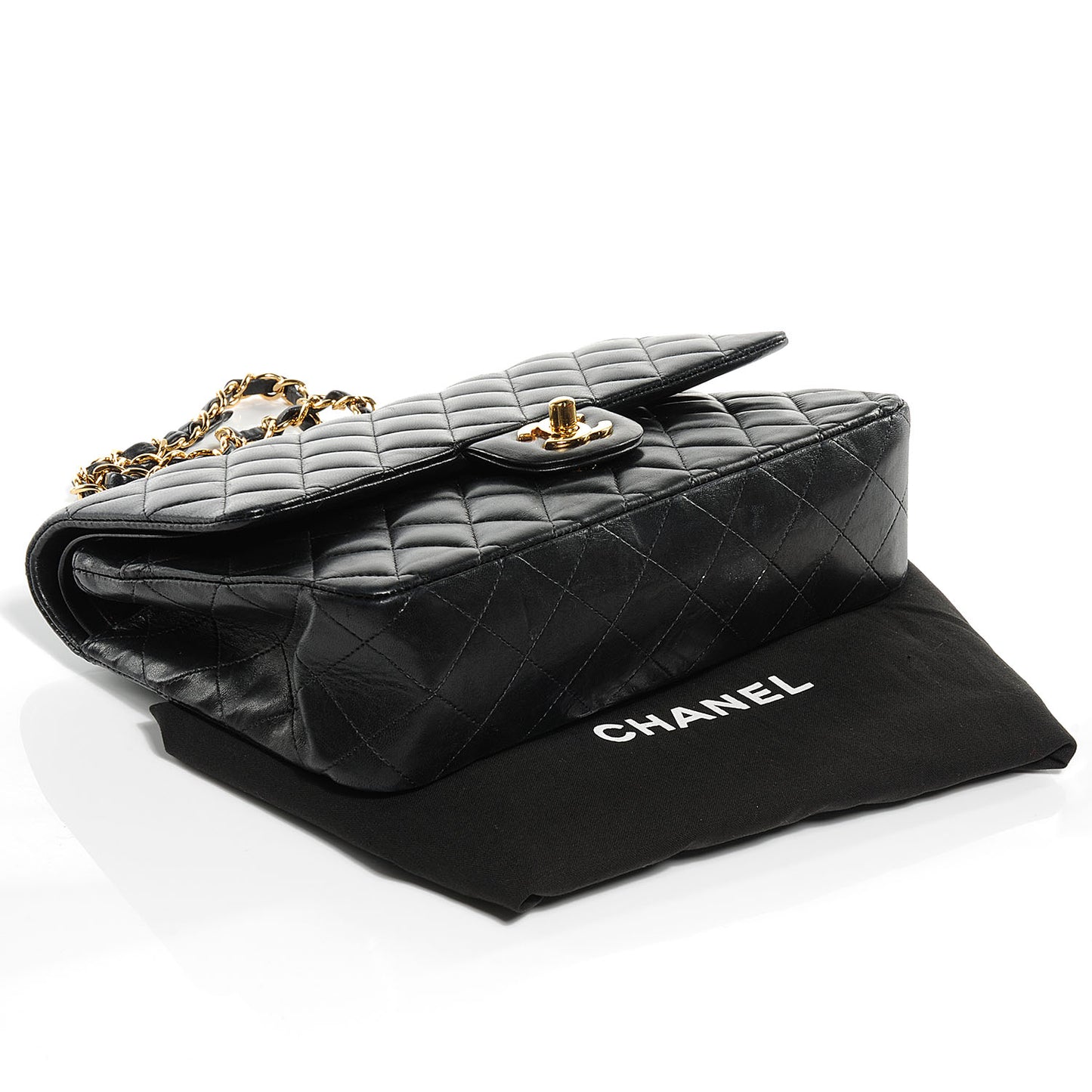 Lambskin Medium Double Flap Black