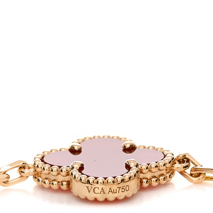 Van Cleef & Arpels 18K Yellow Gold Carnelian 5 Motifs Vintage Alhambra Bracelet 4 of 4