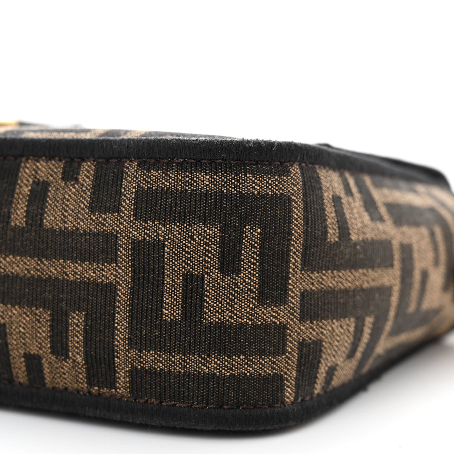 Fendi Fabric Jacquard FF 1974 Medium Baguette Tobacco Moro Black