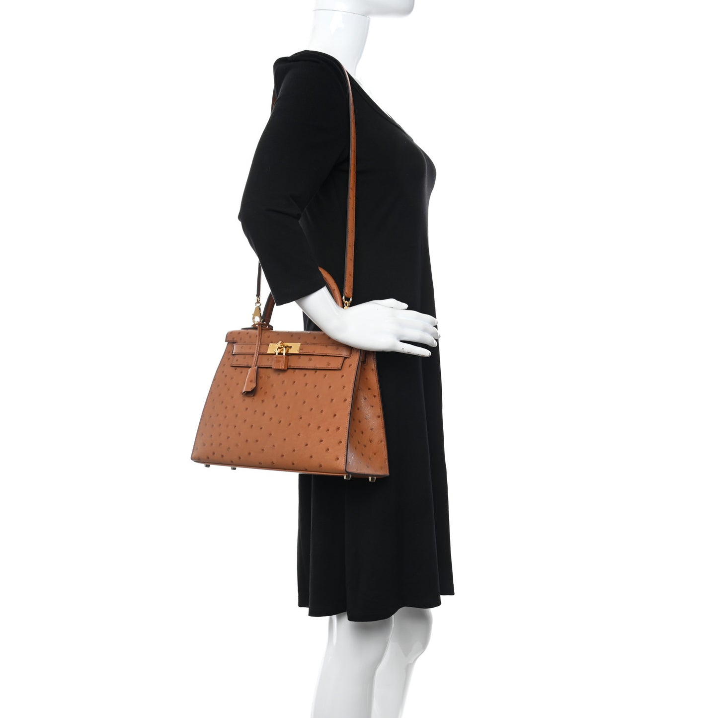 Ostrich Kelly Sellier 28 Gold