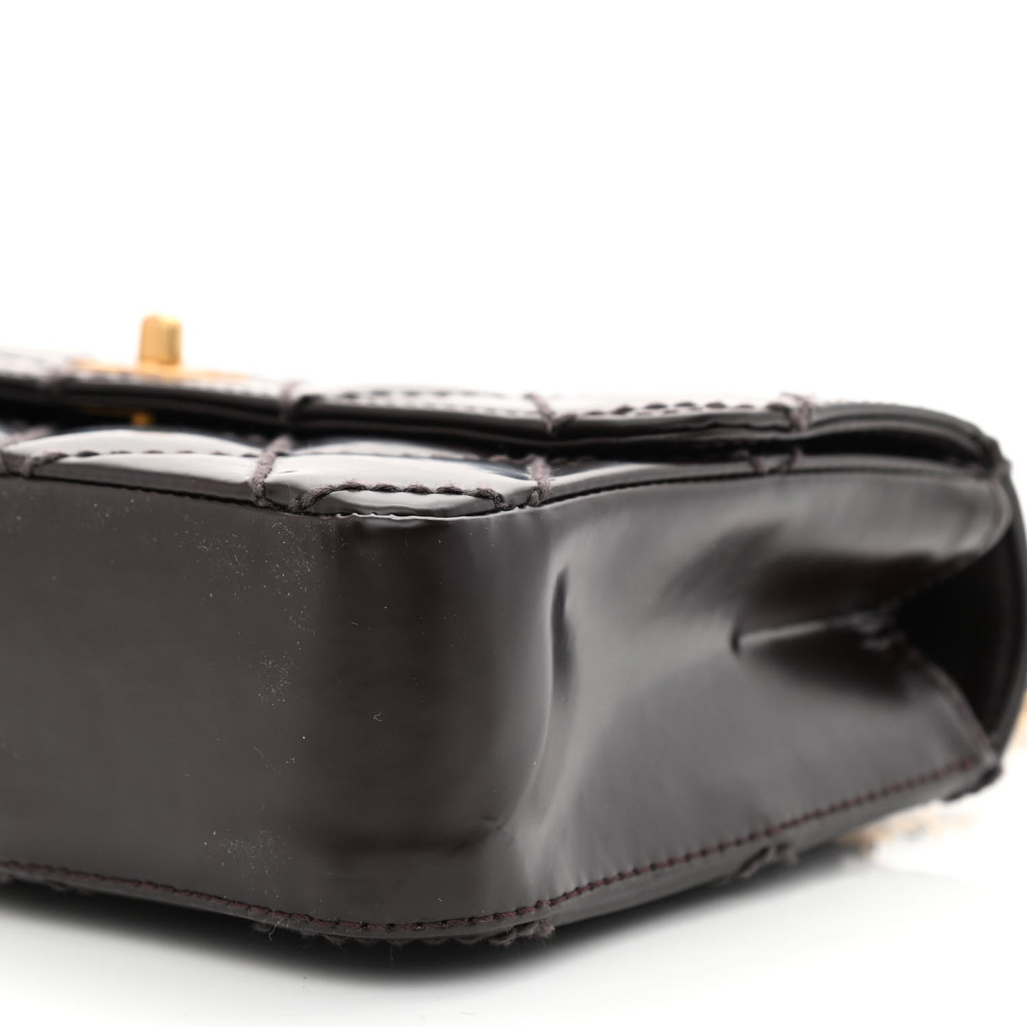 Glazed Calfskin Stitched Small Flap Brown