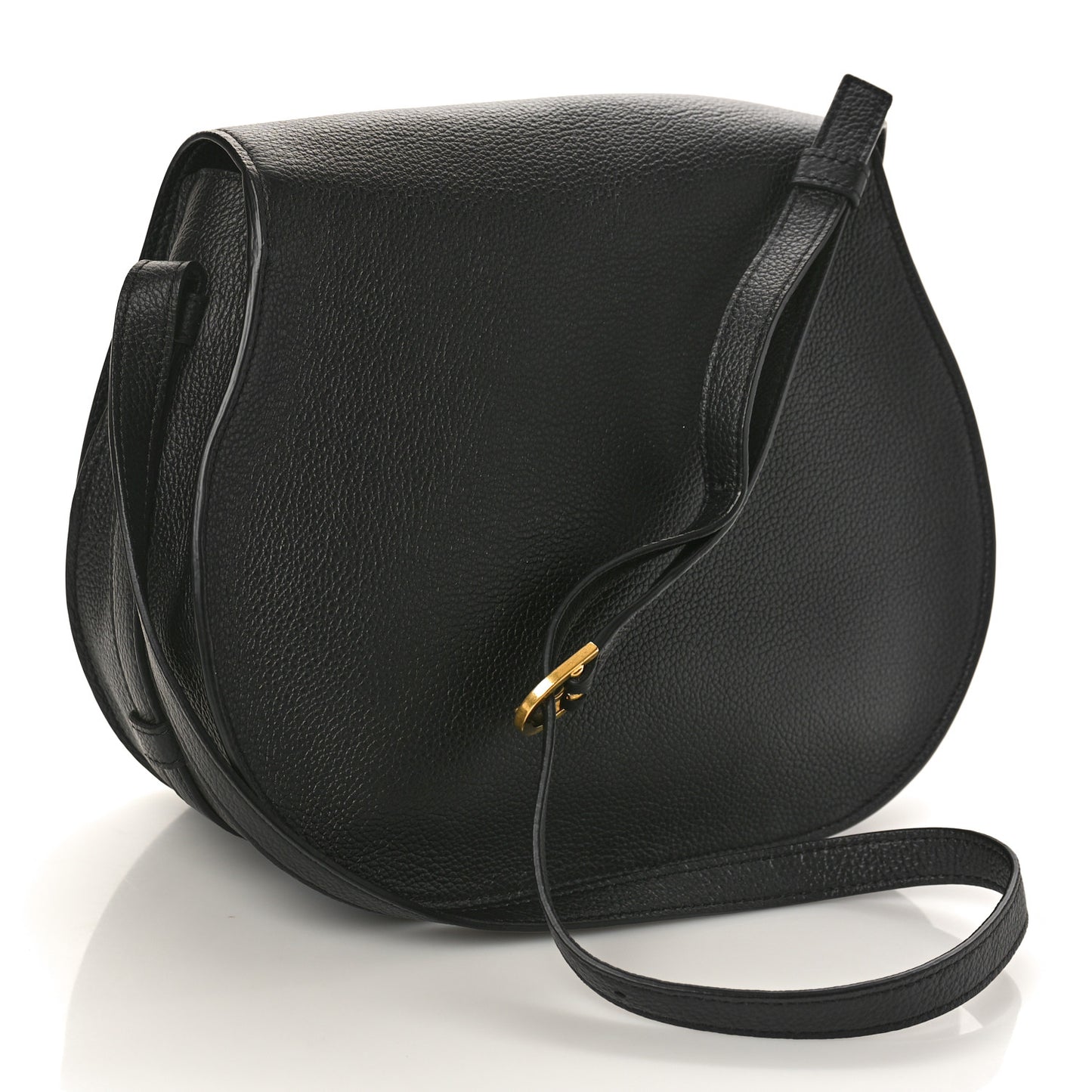 Calfskin Medium Marcie Round Crossbody Bag Black