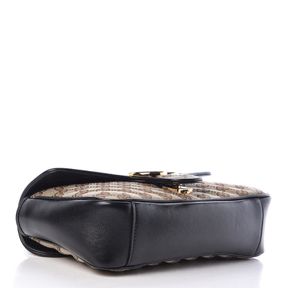 Gucci Monogram Matelasse Diagonal Small GG Marmont Shoulder Bag Beige Black 4 of 11