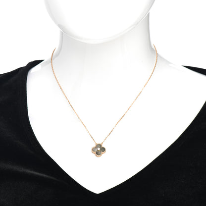 Van Cleef & Arpels 18K Rose Gold Diamond Grey Mother of Pearl Vintage Alhambra Pendant Necklace 2 of 5