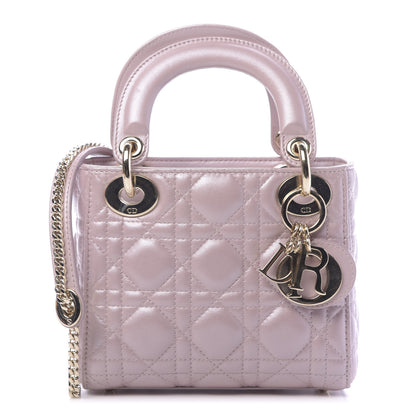 Christian Dior Metallic Lambskin Cannage Mini Lady Dior Lotus 1 of 12
