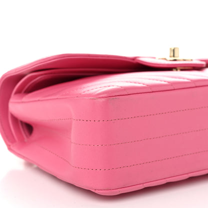 Chanel Lambskin Chevron Quilted Small Double Flap Pink 9 of 12