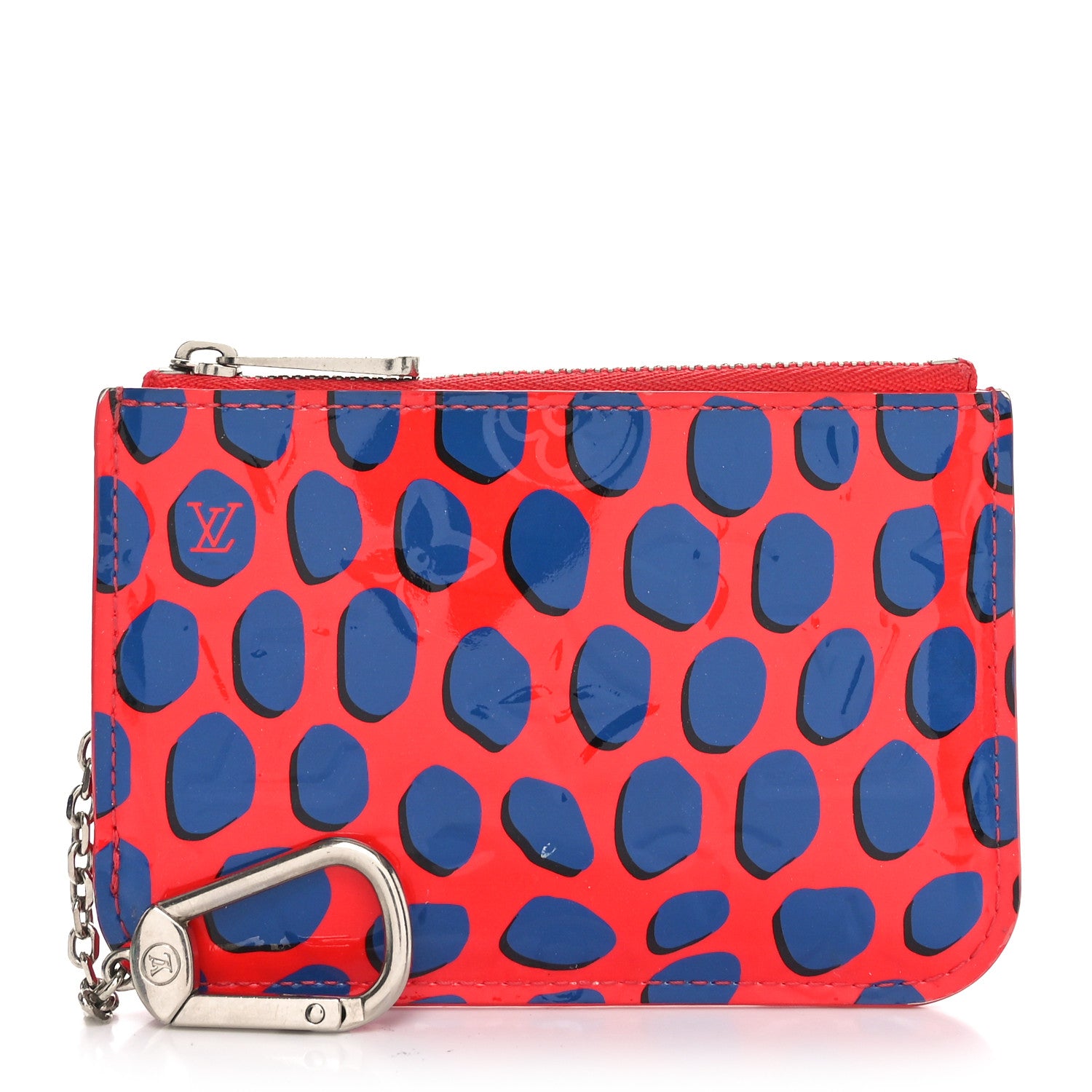 Louis Vuitton Vernis Jungle Dots Key Pouch Coquelicot Denim 1 of 7
