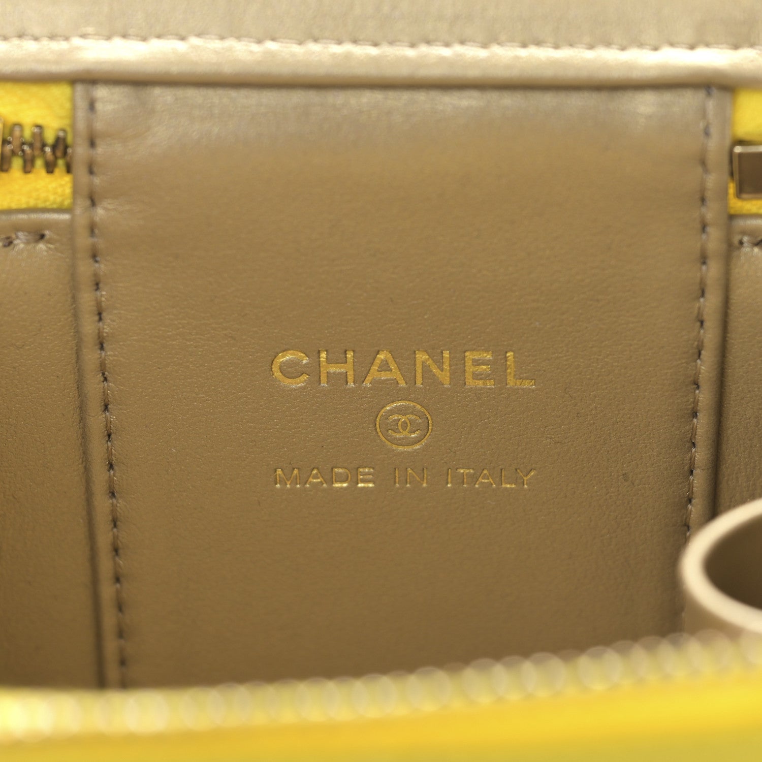Chanel Lambskin Quilted Mini Pearl Crush Vanity Case With Chain Yellow 6 of 9