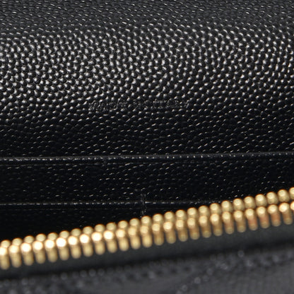 Saint Laurent Grain De Poudre Matelasse Chevron Monogram Envelope Chain Wallet Black 7 of 8