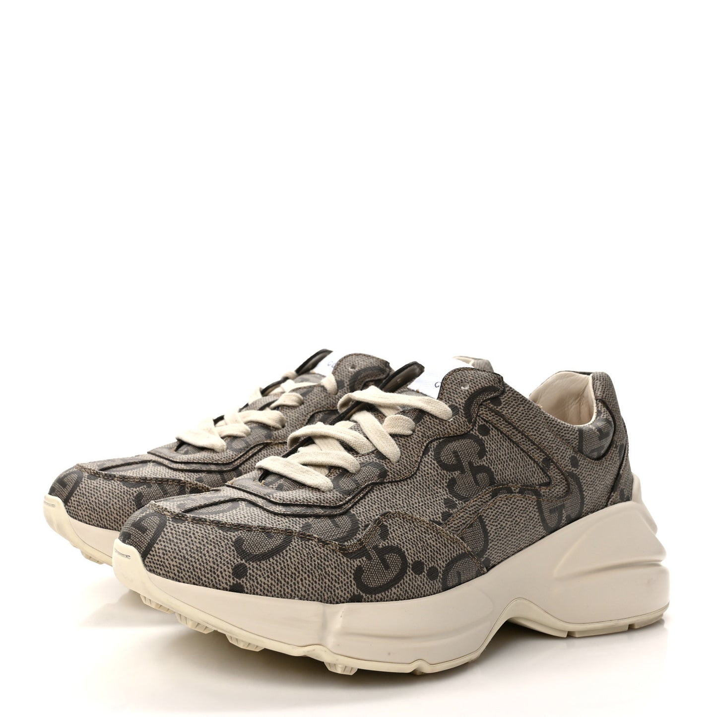 Maxi GG Supreme Monogram Gucci 100 Womens Rhyton Sneakers 38 Beige Ebony