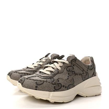 Gucci Maxi GG Supreme Monogram Gucci 100 Womens Rhyton Sneakers 38 Beige Ebony 3 of 11