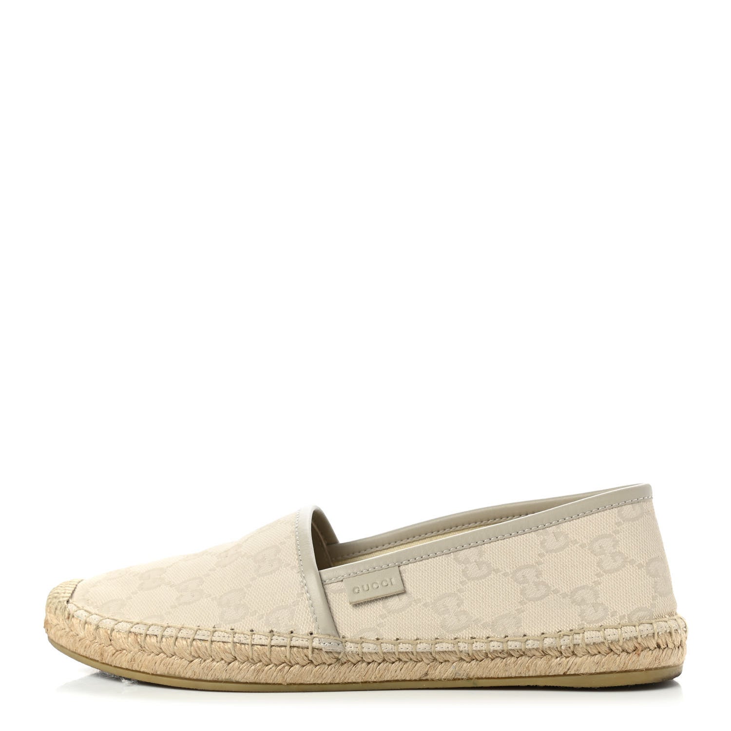 Gucci Washed Cotton Miro Soft Calfskin GG Monogram Espadrilles 36.5 White Mystic White 1 of 9