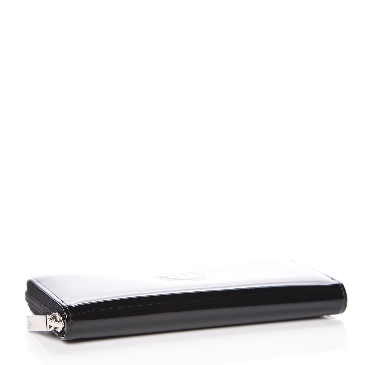 Patent Large Gusset CC Zip Wallet Black