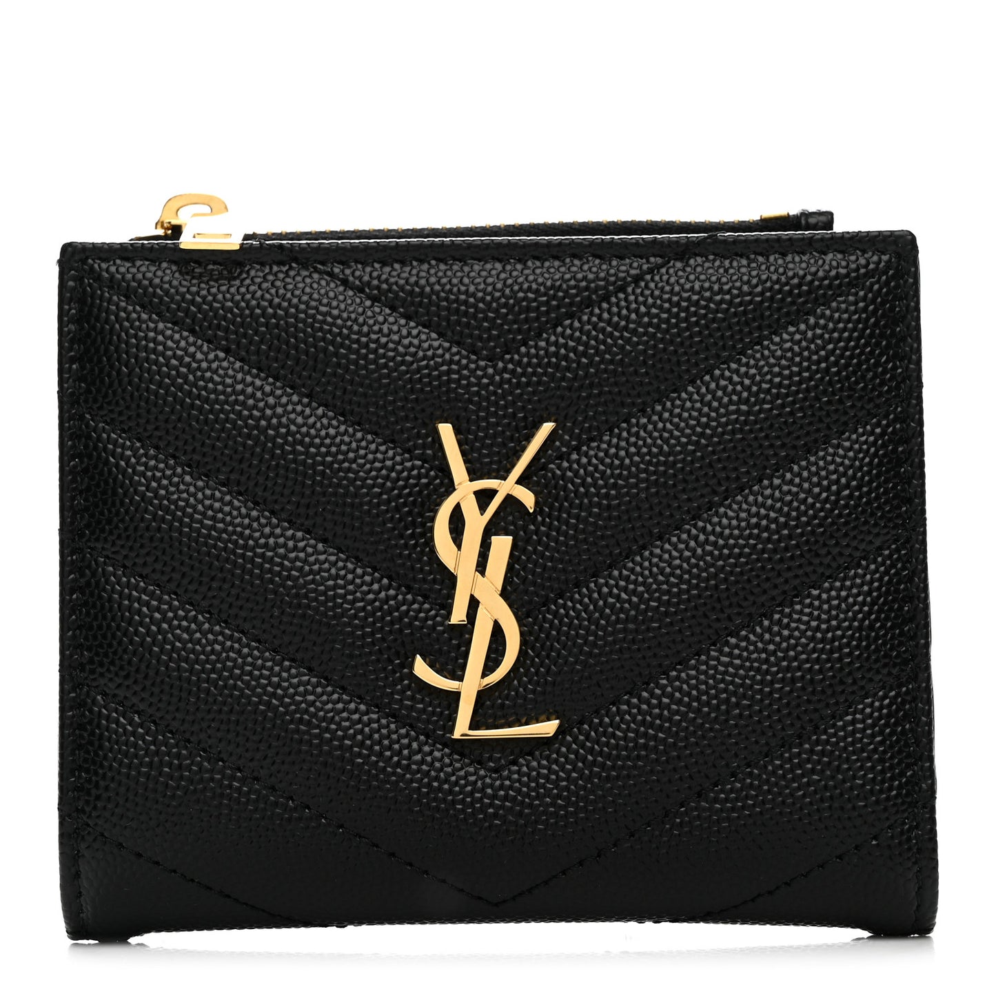Grain De Poudre Matelasse Chevron Monogram Zipped Card Case Black