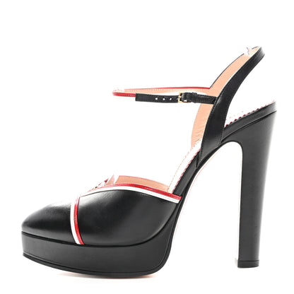 Gucci Malaga Kid Soft Patent Platform Pumps 39.5 Black Hibiscus Red Great White 1 of 13