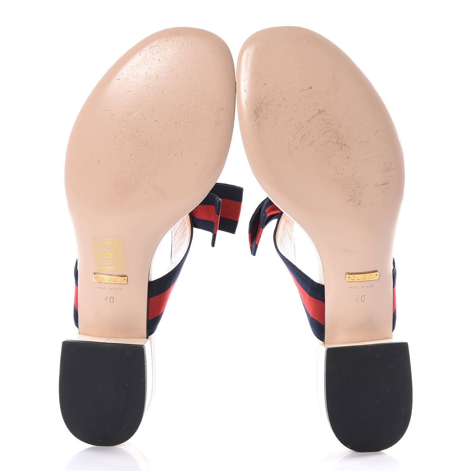 Gucci Calfskin Web Cindi Rose T-Strap Thong Sandals 40 White 5 of 8