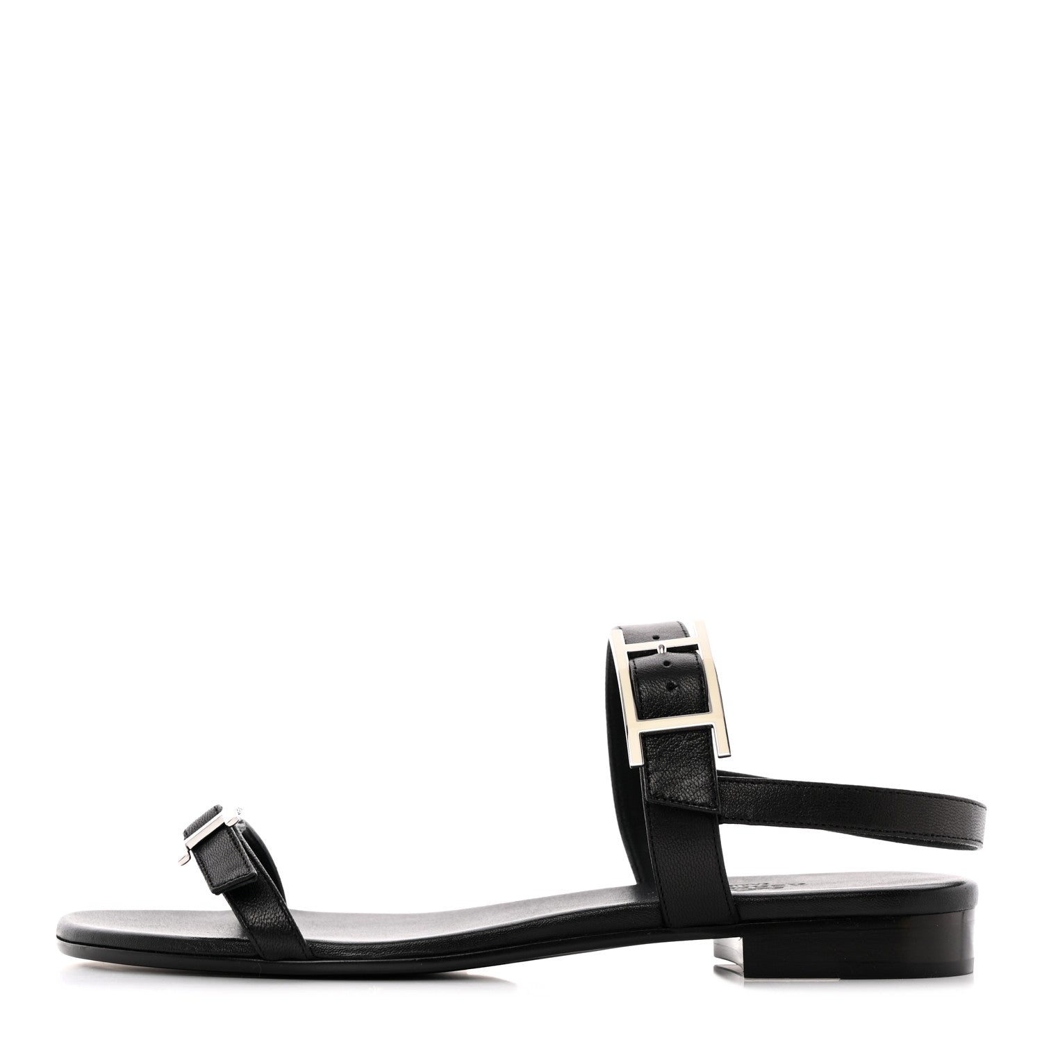 Hermes Calfskin Cristal Sandals 37.5 Black 1 of 17