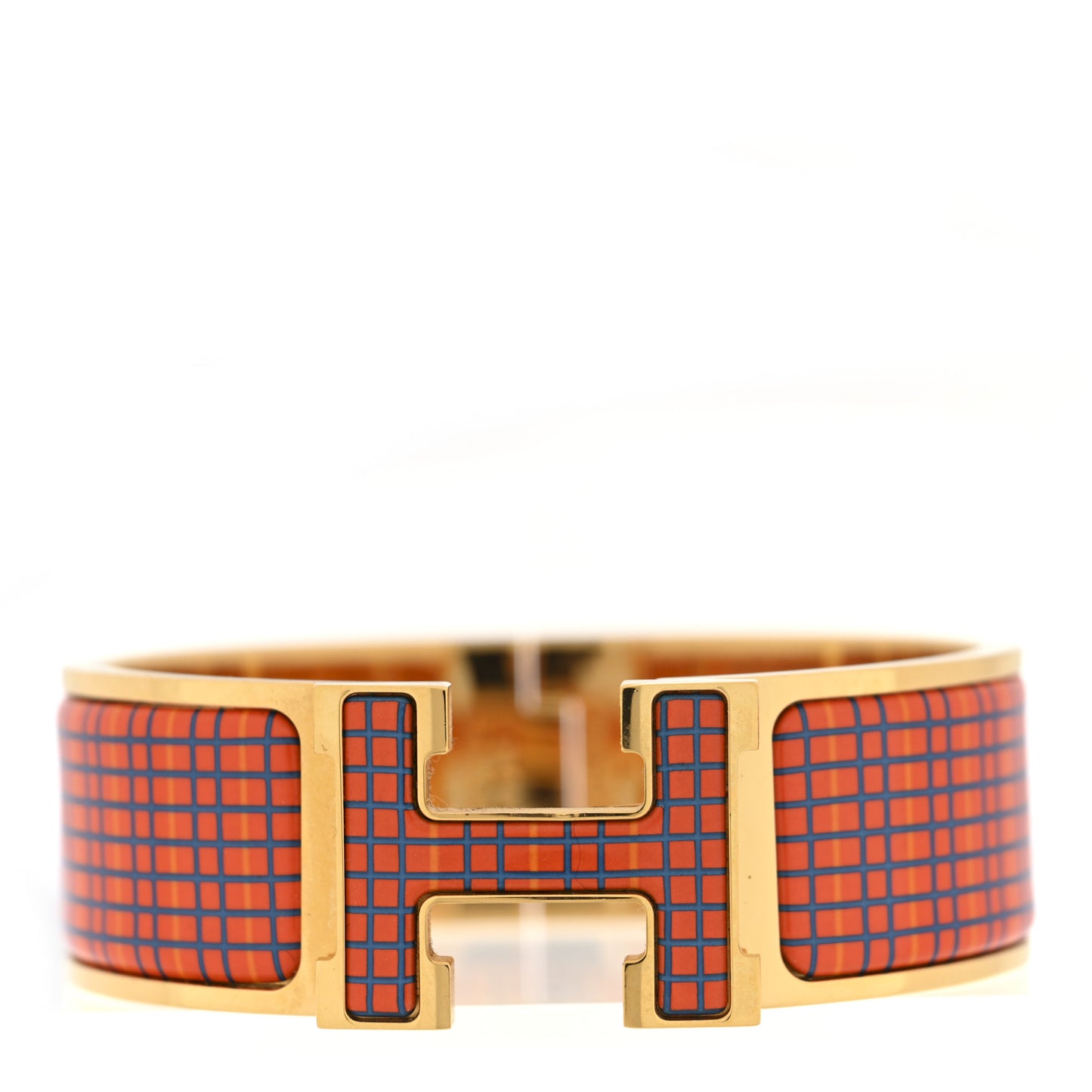 Enamel Printed Wide Clic Clac H Tartan Bracelet PM Tropique
