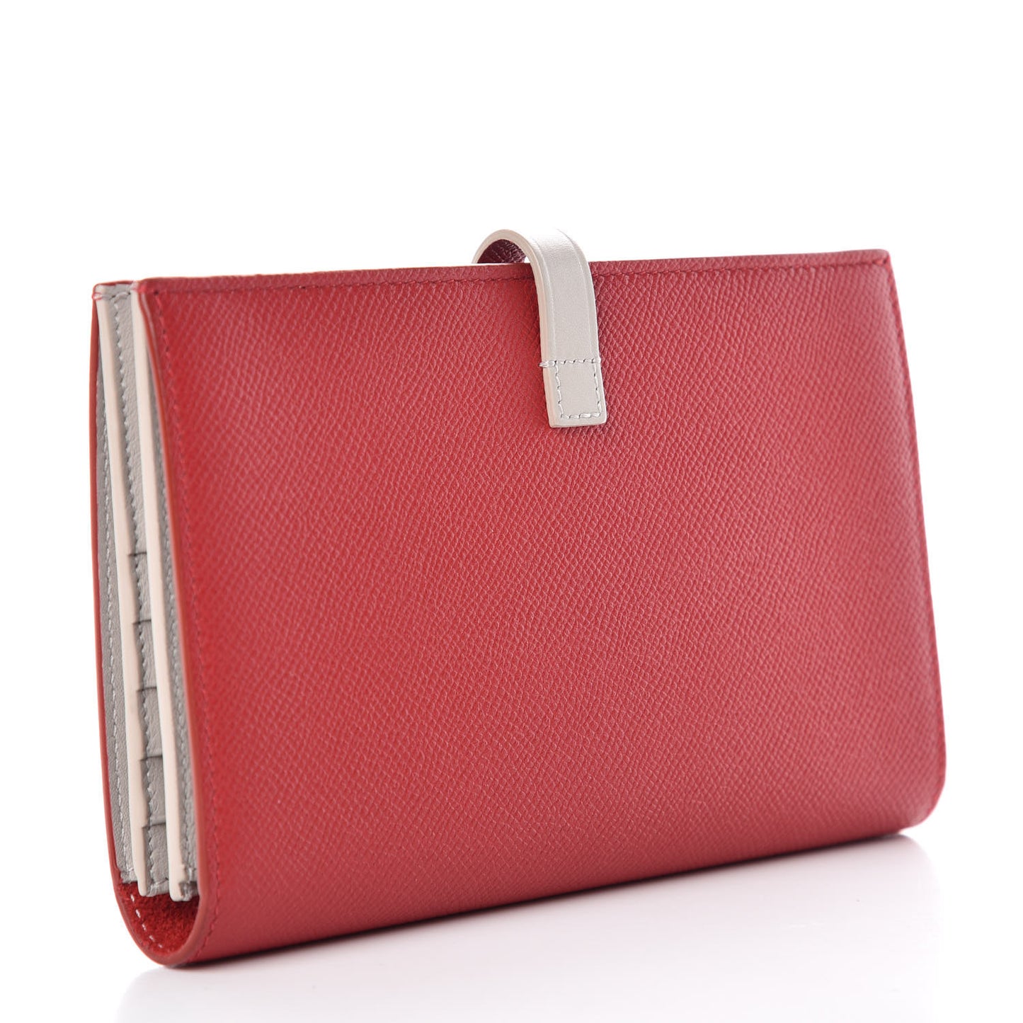 Grained Calfskin Large Multifunction Strap Wallet Pop Red