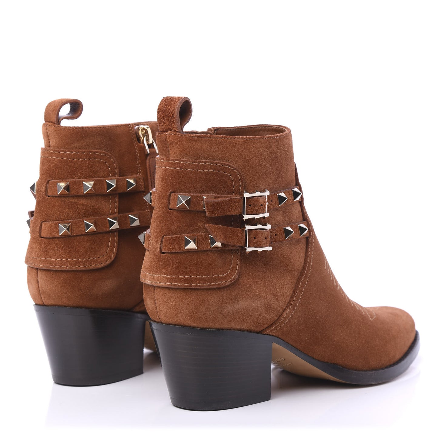 Suede Rockstud Double Buckle 50mm Cowboy Ankle Boots 38 Selleria
