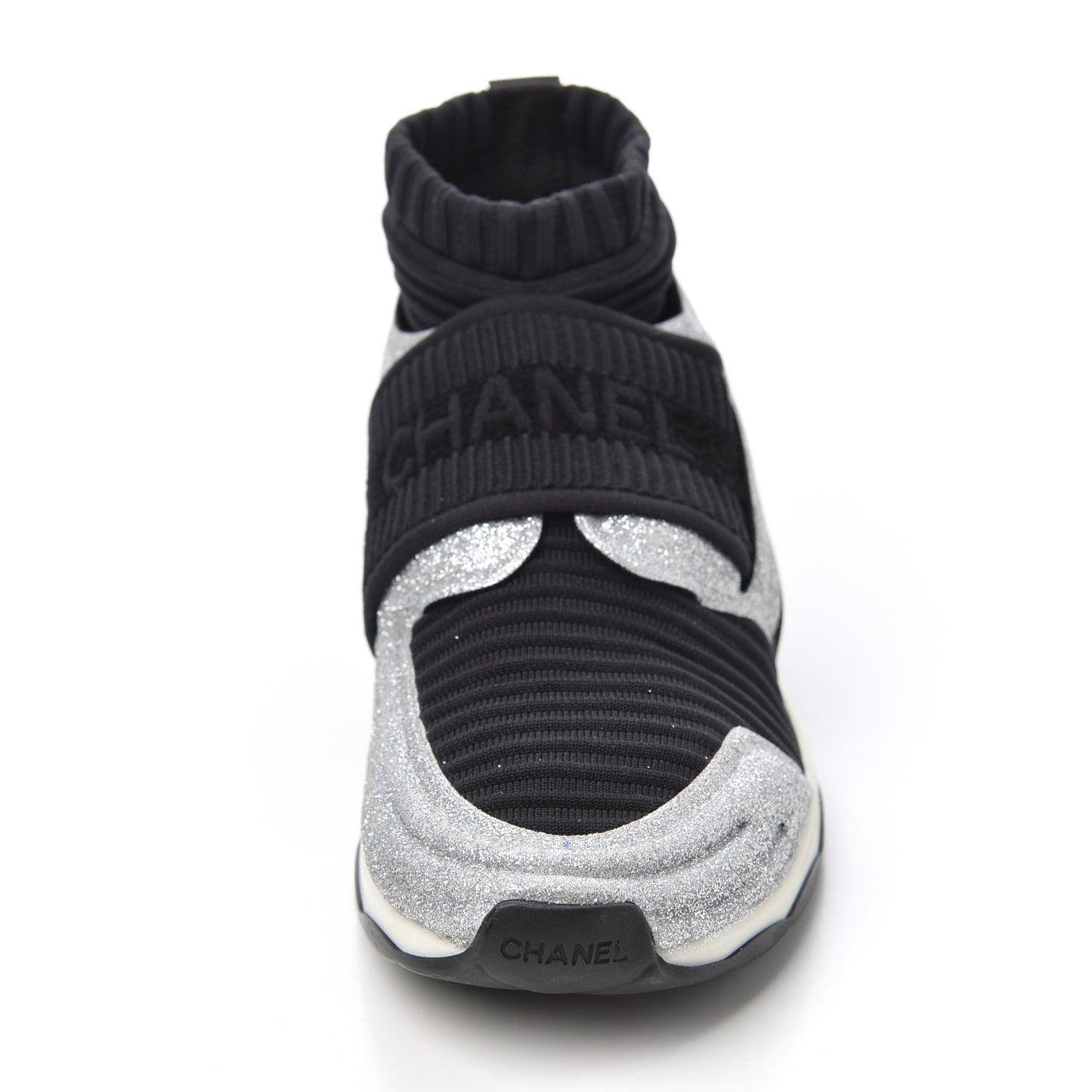 Glitter Stretch Fabric CC Sneakers 35 Black Silver