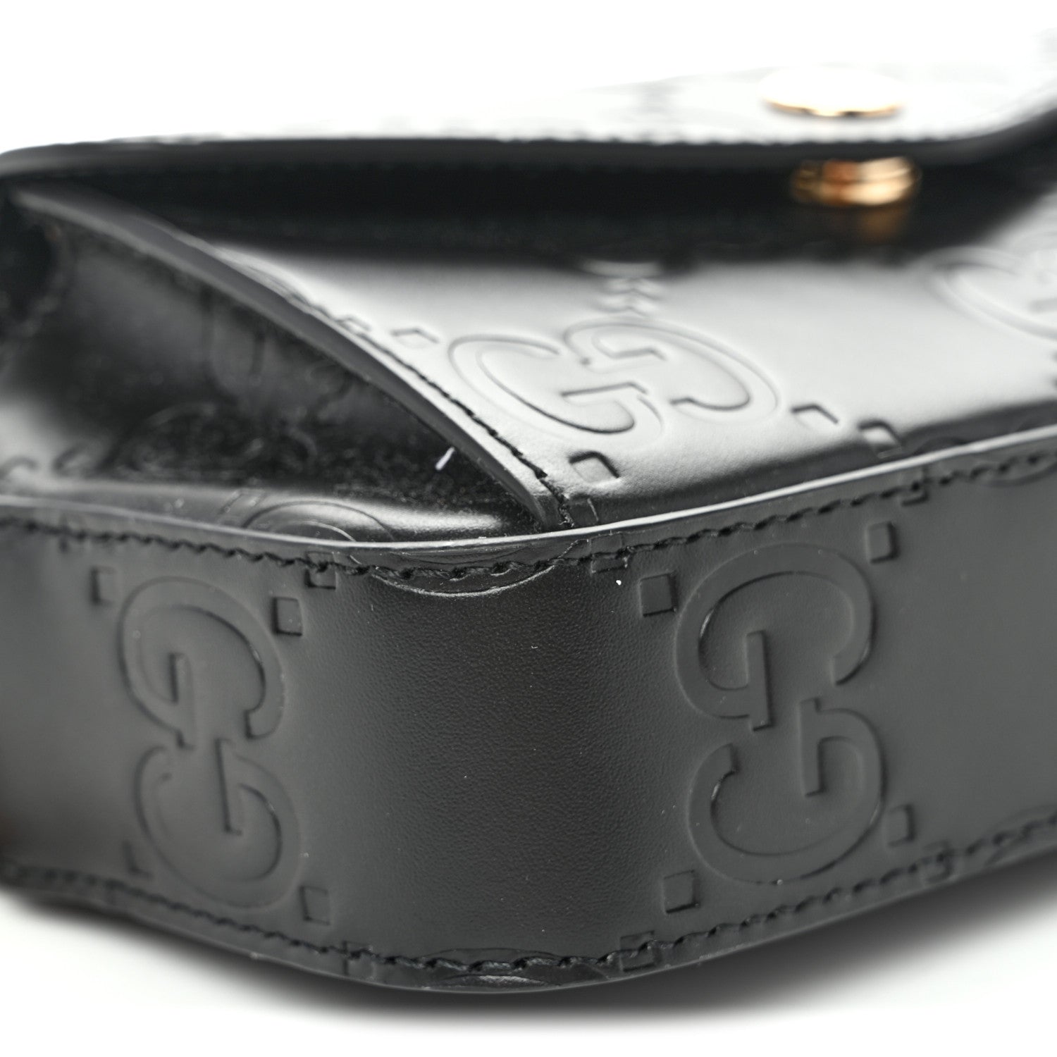 Gucci Calfskin GG Super Mini Debossed Chain Wallet Black 9 of 10