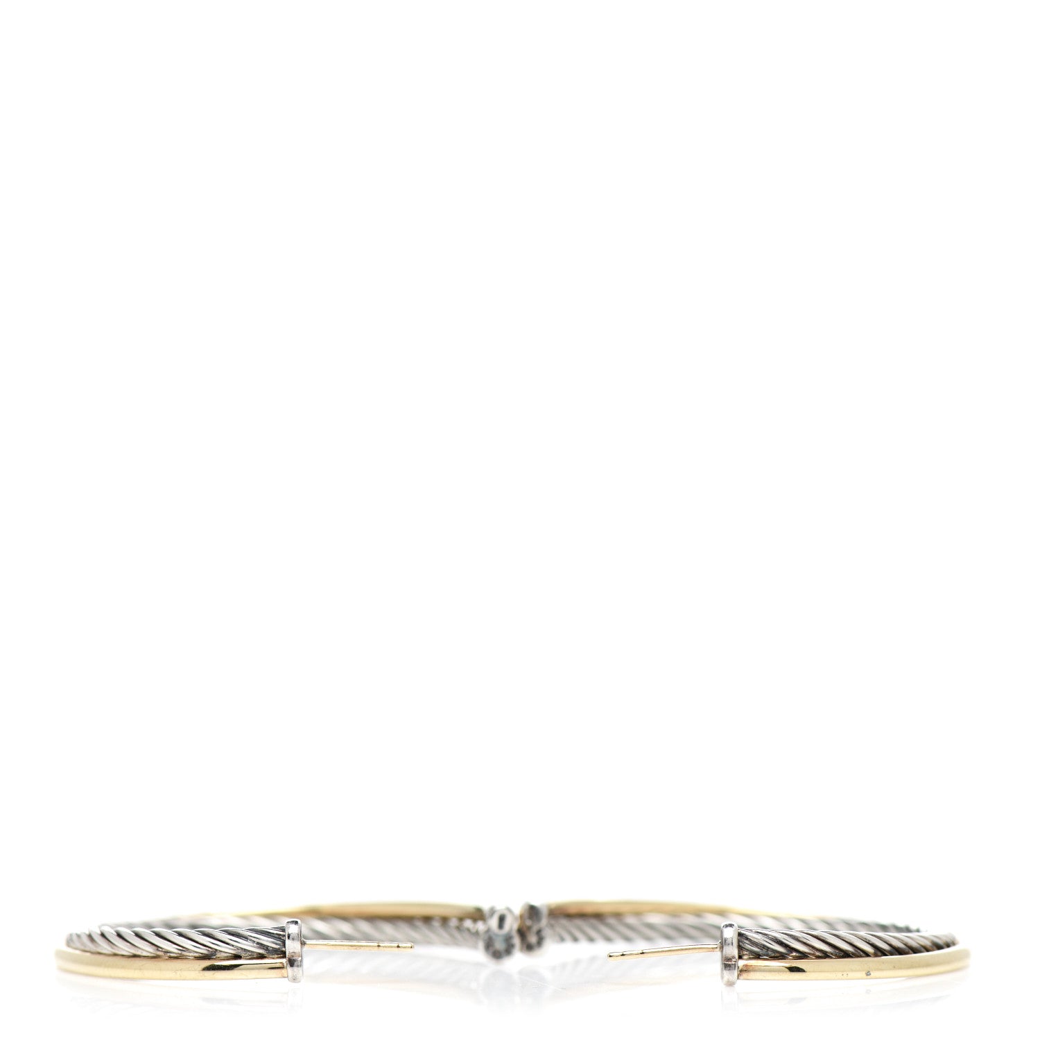 David Yurman Sterling Silver 18K Yellow Gold 44mm Extra Large Crossover Cable Hoop Earrings 3 of 5