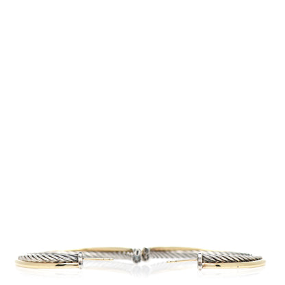 David Yurman Sterling Silver 18K Yellow Gold 44mm Extra Large Crossover Cable Hoop Earrings 3 of 5