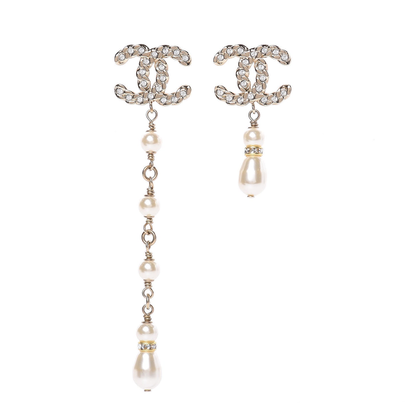 Crystal Pearl Pearls Coronation Uneven Earrings Gold