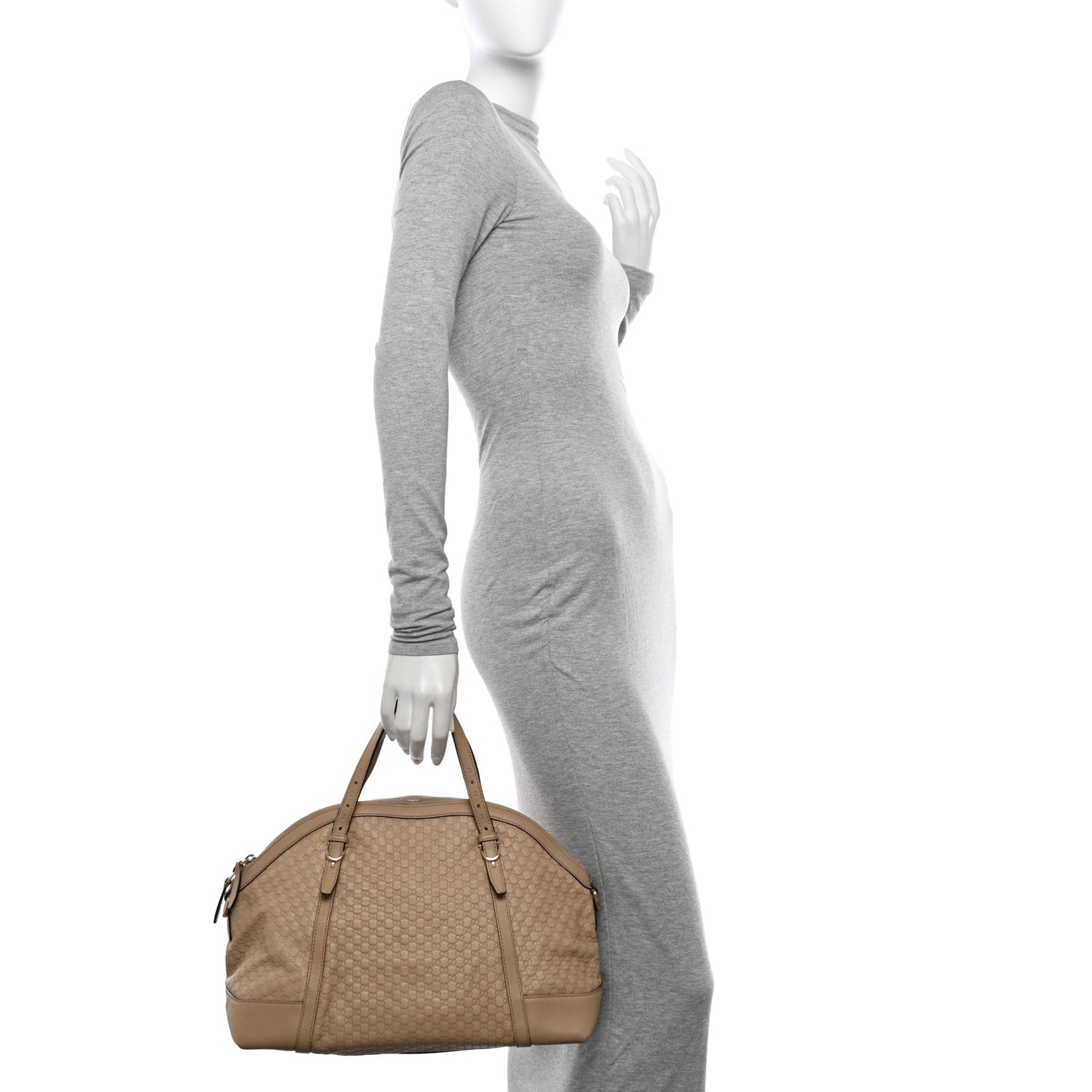 Calfskin Microguccissima Medium Nice Top Handle Dome Bag Beige