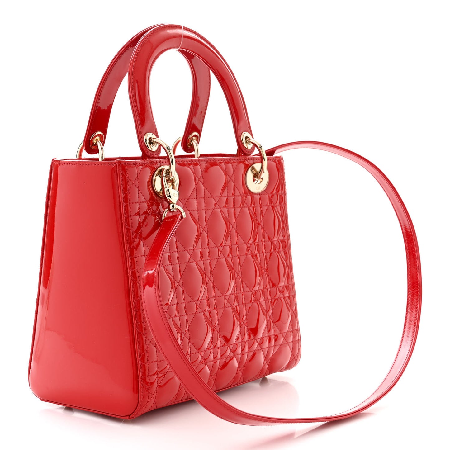 Patent Cannage Medium Lady Dior Red