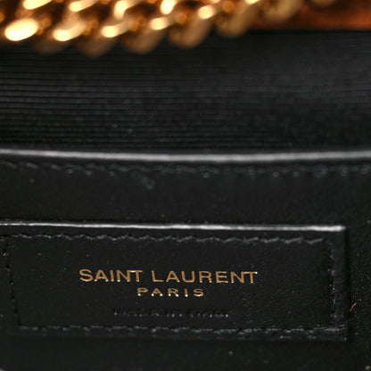 Saint Laurent Nubuck Shearling Mixed Matelasse Triquilt Small Monogram Satchel Ivory Natural Tan 6 of 10