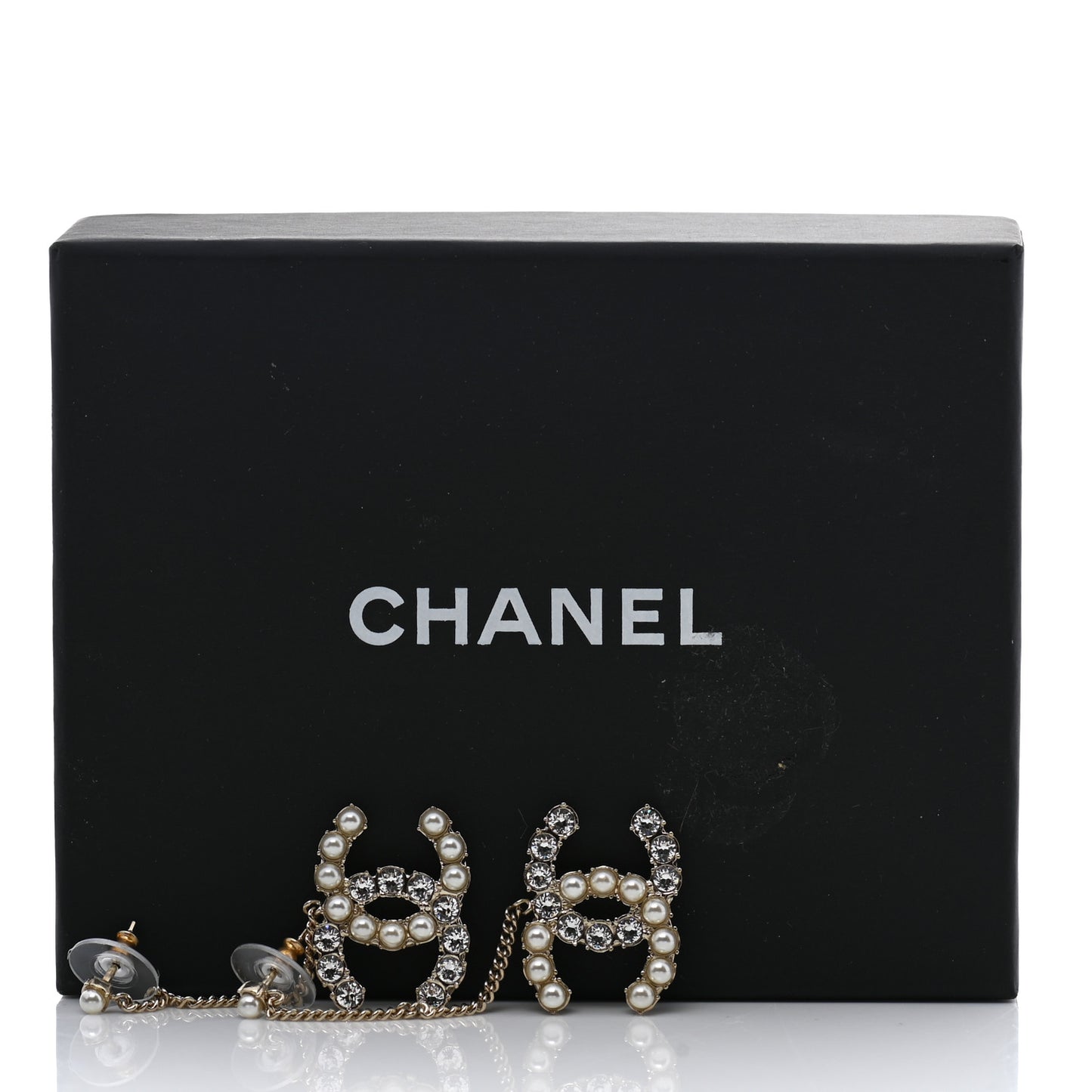 Crystal Pearl Dazzling Domino Drop Earrings Matte Gold