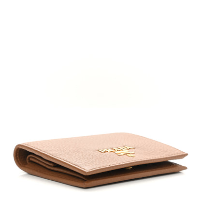 Prada Vitello Daino Small Bi-Fold Wallet Caramel 4 of 9
