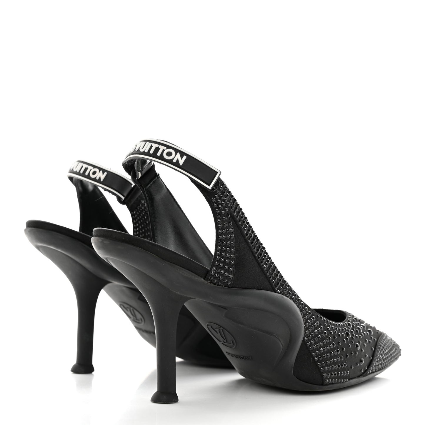 Satin Embellished Archlight Slingback Pumps 38 Black