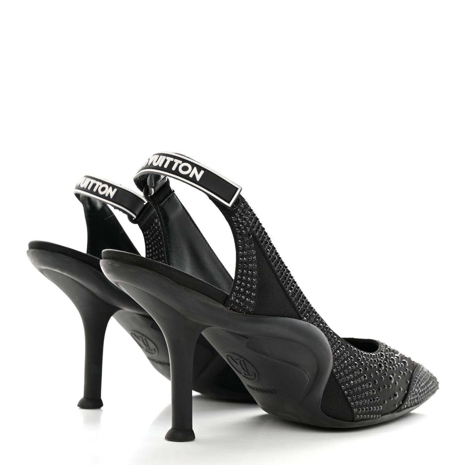 Louis Vuitton Satin Embellished Archlight Slingback Pumps 38 Black 5 of 14