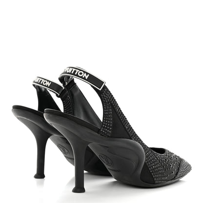 Louis Vuitton Satin Embellished Archlight Slingback Pumps 38 Black 5 of 14