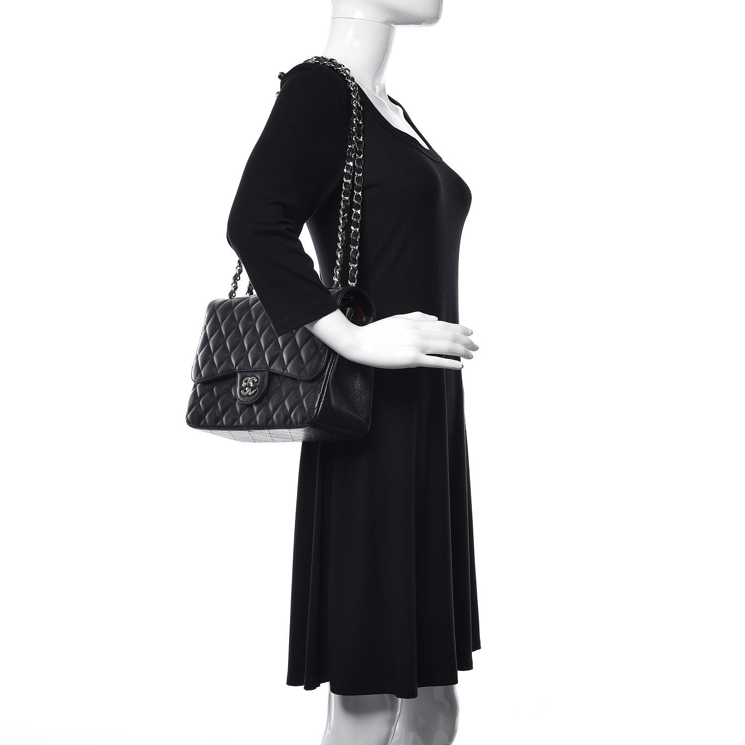 Chanel Caviar Quilted Jumbo Double Flap Black 3 of 12