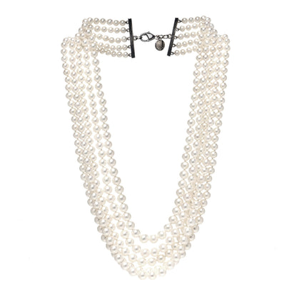 Tiffany Sterling Silver Freshwater Pearl 4.5-7mm Ziegfeld 5 Strand Graduated Pearl Necklace 3 of 5